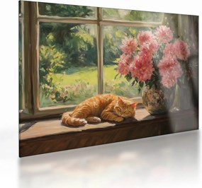 Obraz na szkle - Kot na oknie (70x50 cm)