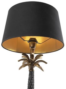 Lampa stołowa art deco brązowa z czarnym abażurem 35 cm - Areka ArtDeco Oswietlenie wewnetrzne