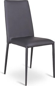 Cleo - Zestaw 4 krzeseł ze sztucznej skóry w kolorze ciemnoszarym