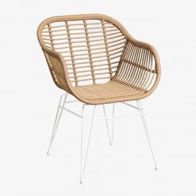 Krzesło Jadalniane Z Syntetycznego Rattanu Zole Biała & Bez Poduszki - Sklum