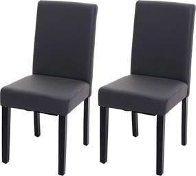 Zestaw 2 krzeseł do jadalni Littau ze sztucznej skóry, imitacja skóry, szary mat, ciemne nogi