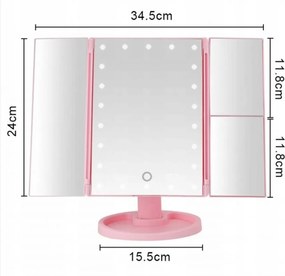 Lusterko Do MAKIJAŻU Powiększające 3X Kosmetyczne PODŚWIETLANE LED | VOLAN