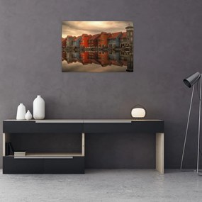 Obraz na szkle - kolorowe domy (70x50 cm)