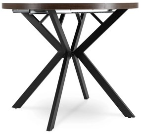 Stół Okrągły Rozkładany LUGO 90-190 cm Orzech/Czarny Loft
