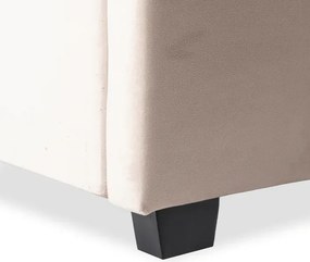 Łóżko Tapicerowane 160x200 cm ze Stelażem i Pojemnikiem Dwuosobowe MARI Welurowe Kremowe