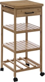 Mobilny regał kuchenny LINHA z szufladką i blatem, bambusowy