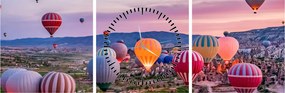 Obraz - Balony na ogrzane powietrze (z zegarem) (90x30 cm)