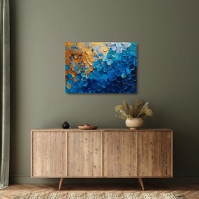 Obraz na szkle - Niebiesko-złoty obraz (70x50 cm)