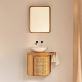 Zestaw Wiszących Mebli Łazienkowych Z Drewna Tekowego Georgy Drewno Tekowe & Cement - Sklum