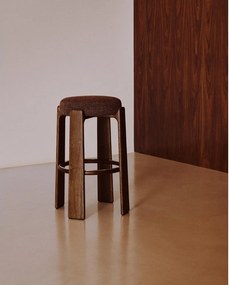 Brązowy/w ciemnym naturalnym kolorze hoker z litego drewna jesionowego (wysokość siedziska 75 cm) Granite – Kave Home