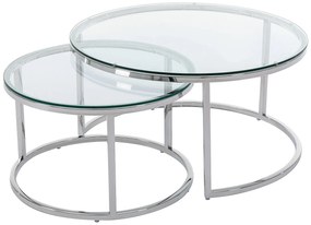 Stoliki kawowe wysuwane ze szkła hartowanego i stali nierdzewnej - Srebrny - MAEVANE II Pascala Morabito