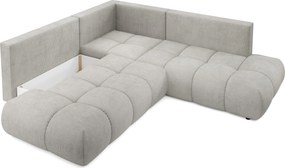 Masseno Narożnik DUCA z funkcją spania i pojemnikiem na pościel Narozniki L, Rozkładana sofa - Jasnoszary, FLOW 16