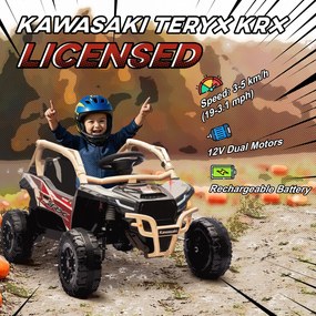 AIYAPLAY Elektryczny pojazd dla dzieci 3-8 lat 12V z licencją KAWASAKI, podwójny napęd, pilot zdalnego sterowania i muzyka, żółty