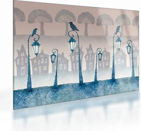 Obraz na szkle - Kruki strzegące miasta (70x50 cm)
