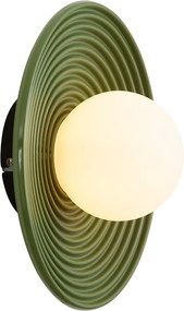 Retro Lampa Sufitowa Zielona z Opalowym Szkłem - Lila