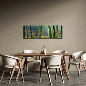 Obraz lasu (z zegarem) (90x30 cm)