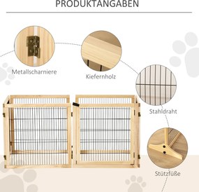 PawHut Ogrodzenia Dla Bydla - Ogrodzenie Dla Psów, Ogrodzenie Drewniane, Ogrodzenie Składane 432x36x70cm Drewno Sosnowe Naturalny | Aosom PL