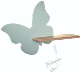 LED dziecięca lampka ścienna z półką BUTTERFLY LED/5W/230V zielona/drewno