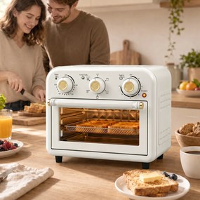 HOMCOM Frytkownica na gorące powietrze 12 l Mini piekarnik z termoobiegiem, 5 programów, blacha i kosz, 1200 W, nadaje się do zmywarki | Aosom PL
