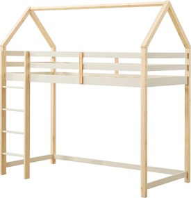 Łóżko piętrowe domek 90 x 190 cm - Lite drewno sosnowe – Beżowo-naturalny - TARZIA