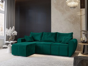 Masseno Narożnik MADISON z funkcją spania i pojemnikiem na pościel Narozniki L, Rozkładana sofa - Butelkowa zieleń, KRONOS 19