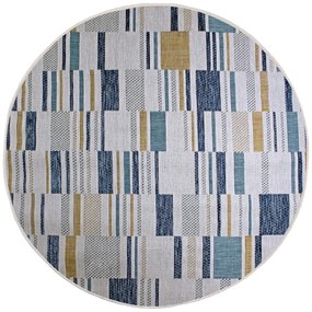 Żółto-niebieski okrągły dywan odpowiedni na zewnątrz ø 160 cm Rosco Geo – Flair Rugs