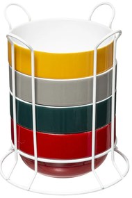 Miski śniadaniowe na metalowym stojaku, 500 ml, 4 sztuki w komplecie