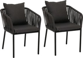 Krzesło ogrodowe MCW-N41 (zestaw 2 sztuk),  antracyt, ciemnoszara poduszka