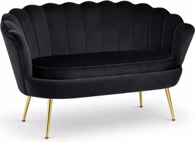 Sofa dwuosobowa Tavasz – luksusowa welurowa kanapa z złotymi nóżkami do salonu i sypialni
