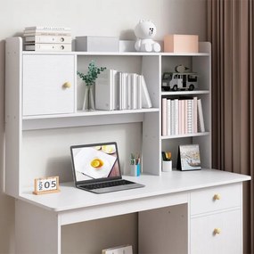 Biurko białe loft pod laptop/komputer skandynawski z 7 półkami