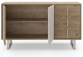 Szara niska komoda w dekorze dębu 140x80 cm Millay – Marckeric
