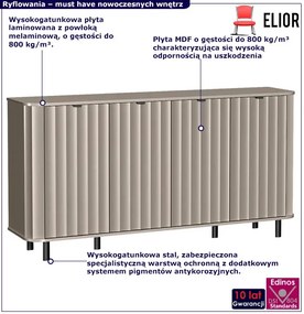 Szara długa ryflowana komoda z półkami glina P2-B22