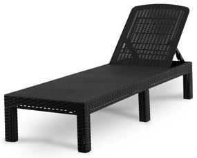 Fotel Ogrodowy Leżak LUIZJANA Technorattan Czarny/Szary