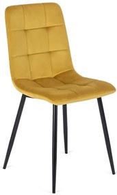 Musztardowe pikowane welurowe krzesło - Bionis