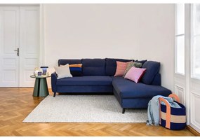 Jasnoszara aksamitna rozkładana sofa w kształcie litery "U" Miuform Stylish Stan, prawostronna