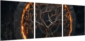 Obraz – Drzewo życia w lawie I. (z zegarem) (90x30 cm)