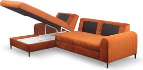 Masseno Narożnik VERONA z funkcją spania i pojemnikiem na pościel Narozniki L, Rozkładana sofa - Brązowy, VELLUTO RUST 33