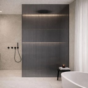 Ścianka prysznicowa ryflowana ARTE WELLE XXL Grafit szkło brązowe grafitowe | Różne rozmiary : Kolor profili kabiny - złoty, Rozmiar - 80 x 300 cm