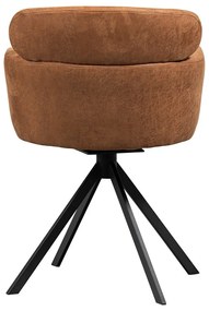 Koniakowy tapicerowany fotel jadalniany z podłokietnikami Fenne – WOOOD