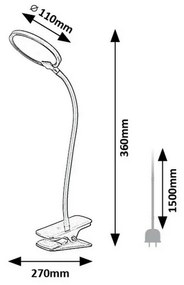 Rabalux 74199 lampa stołowa LED z klipsem Marcin, czarny