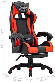Czarno czerwone fotel gamingowy z podnóżkiem W2-S91