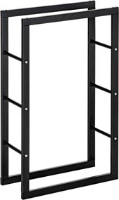 Homcom® Regał Na Drewno Opałowe 100 kg Stal Czarny