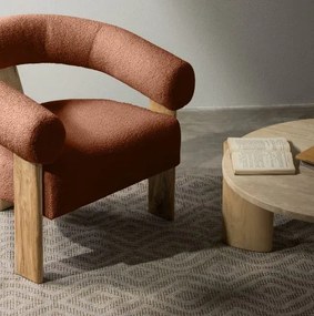 Brązowy designerski fotel KOKEI, dąb