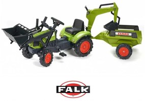 Falk traktor claas arion zielony zestaw z przyczepą łyżka + ładowarka