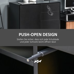 HOMCOM Kredens Komoda Kredens, 2 Szuflady, 2 Szafki, 105 cm x 40 cm x 76 cm, Czarny