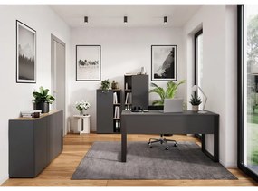 Antracytowy regał w dekorze dębu 61x110x34 cm Adrano – Germania