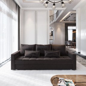 Masseno Sofa SIRO z funkcją spania i pojemnikiem na pościel, Rozkładana sofa - Brązowy, KRONOS 06