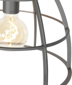 Industrialna lampa wisząca ciemnoszara z drewnem 34 cm - Arthur
