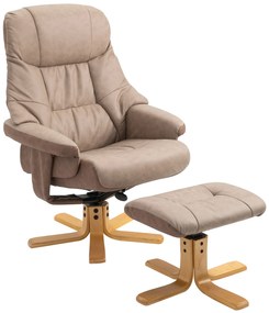 HOMCOM Fotel Relaksacyjny Obrotowy 360° z Podnóżkiem Brązowy Oddychające Pokrycie Komfortowe Odchylanie | Aosom PL