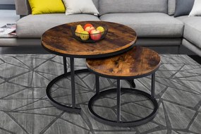 Komplet 2 okrągłych stolików kawowych loft - Fiora